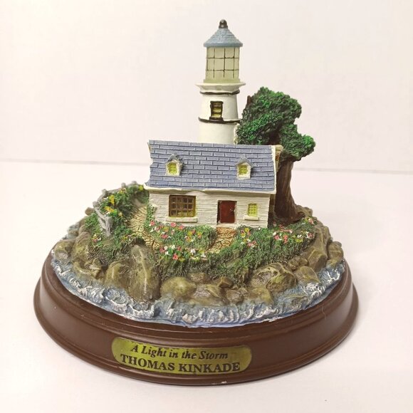 Thomas Kinkade "A Light In The Storm" Lighthouse Sculpture - Picture 1 of 4